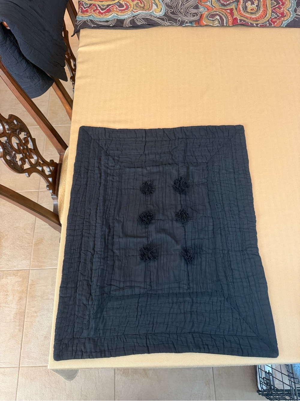 THREE Pottery Barn Black Crinkle Voile Cottom Standard Shams 20”x26” EUC